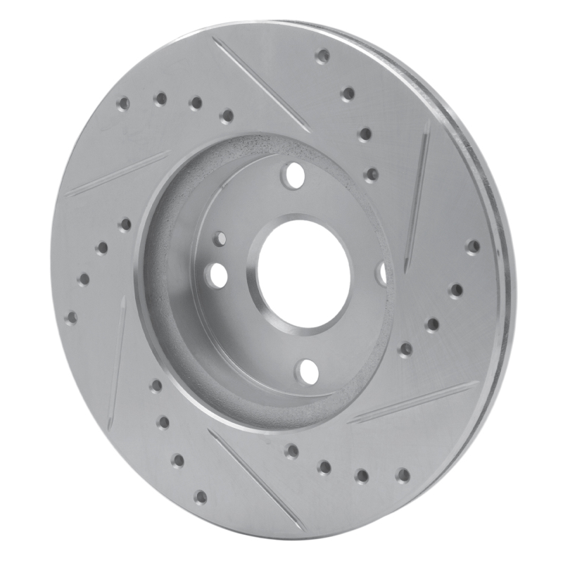 Mazda Miata Brake Rotor (1) - Front Left - R1 Concepts - Drilled & Slotted - Silver - `94-`02